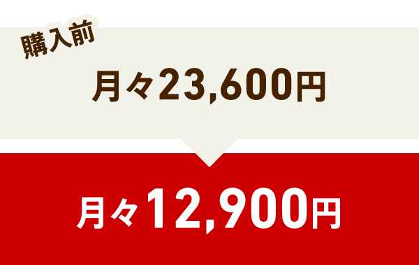月々23,600円→月々12,900円